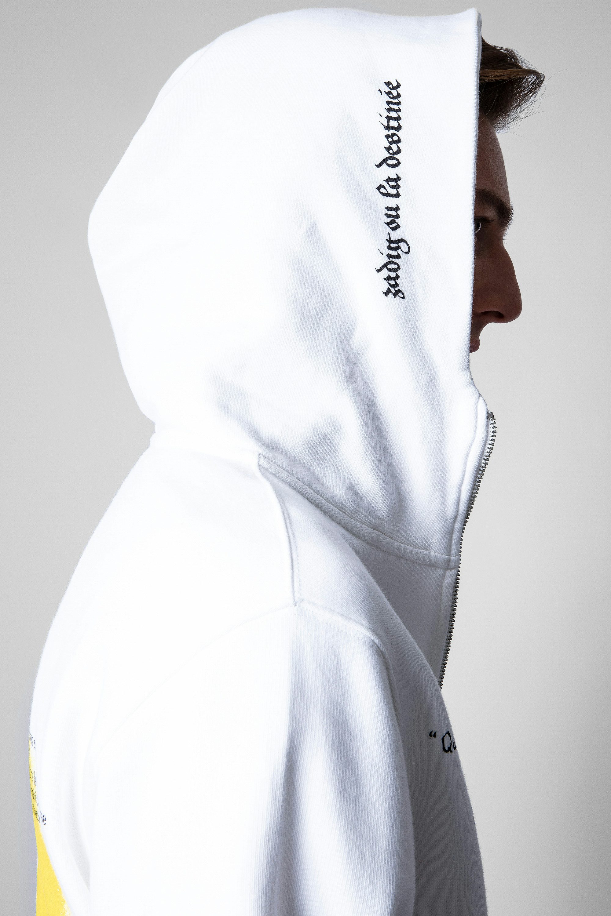 Ghost Sweatshirt - Men’s white cotton printed zip-up sweatshirt